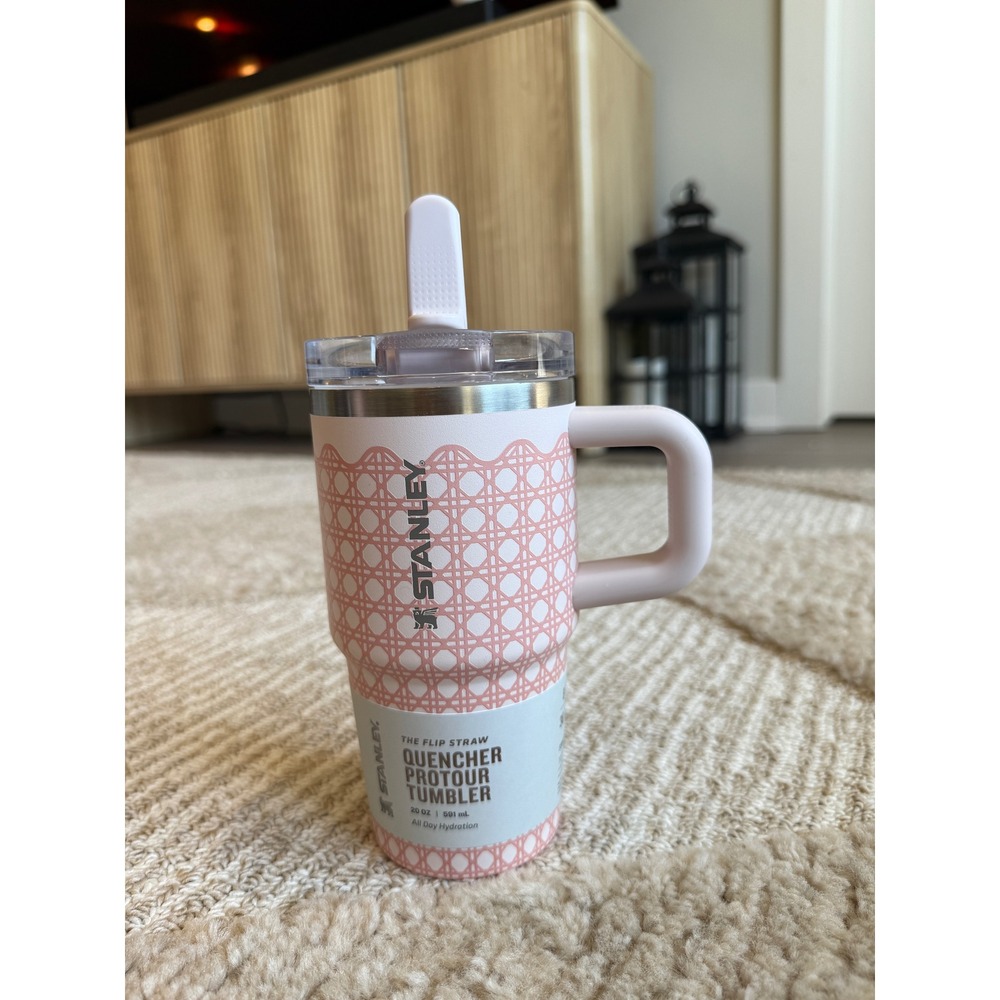 Stanley 20 oz‎ Quencher Protour Tumbler Flip Straw Pink Lattice Cane Pattern NEW